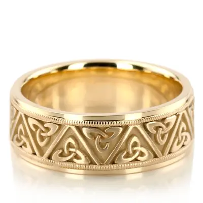 Celtic Triquetra Handcrafted Wedding Band Set - view 4 of 4