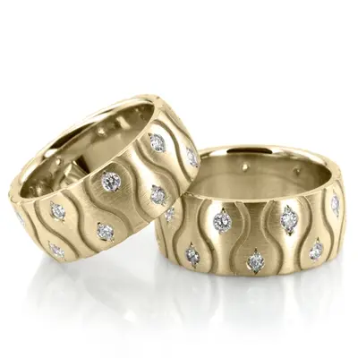 Symmetrical Wave Cut Diamond Wedding Ring Set - view 2 of 3