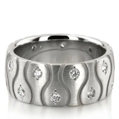 Symmetrical Wave Cut Diamond Wedding Ring Set - view 3 of 3