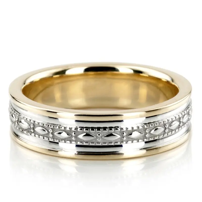 platinum 7mm. high polish hand-made-antique-wedding-band - alternate view 2