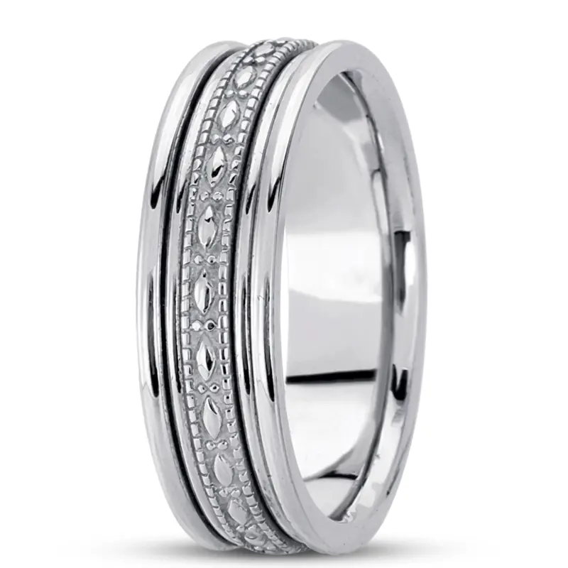 platinum 7mm. high polish hand-made-antique-wedding-band - alternate view 5