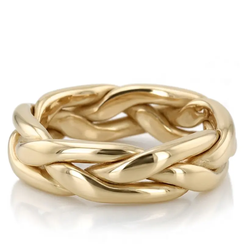 18K yellow gold 6.5mm shiny finish Traditional-Braided-Wedding-Ring - alternate view 3