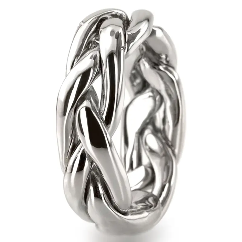 18K white gold 6.5mm high polish Traditional-Braided-Wedding-Ring - alternate view 5