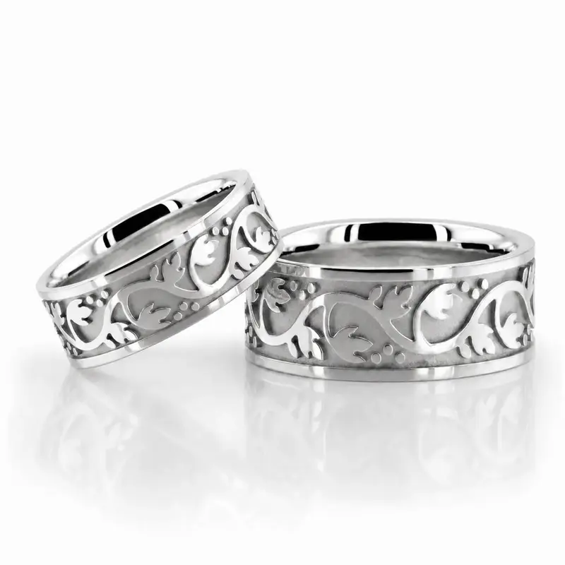 18K Floral-Antique-Handmade-Wedding-Ring-Set - main view