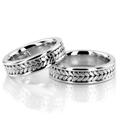 Exclusive Bright Edge Hand Woven Wedding Ring Set - view 4 of 4