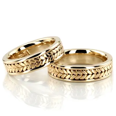 Exclusive Bright Edge Hand Woven Wedding Ring Set - view 3 of 4