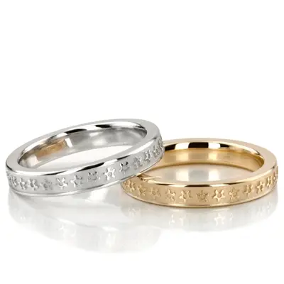Flower Carved Wedding Ring Set - view 1 of 3