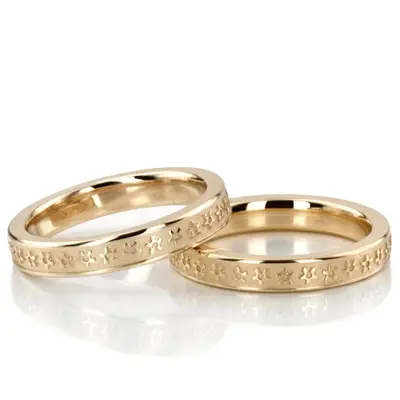 Flower Carved Wedding Ring Set - view 2 of 3