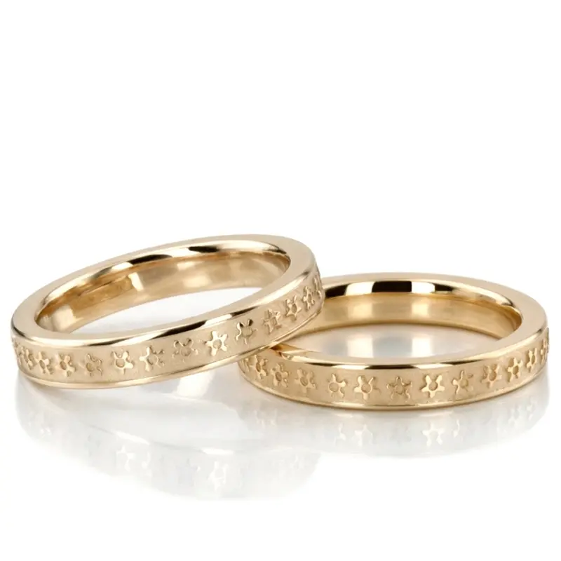 14K Flower-Carved-Wedding-Ring-Set - alternate view 2