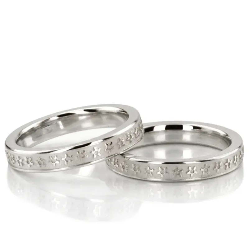 14K Flower-Carved-Wedding-Ring-Set - alternate view 3