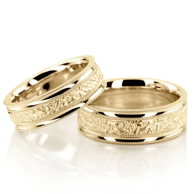 18K Concave-Edge-Matte-Center-Fancy-Wedding-Ring-Set - alternate view 2