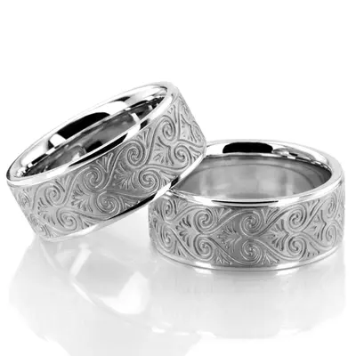 Lovely Heart Pattern Wedding Band Set - view 2 of 3