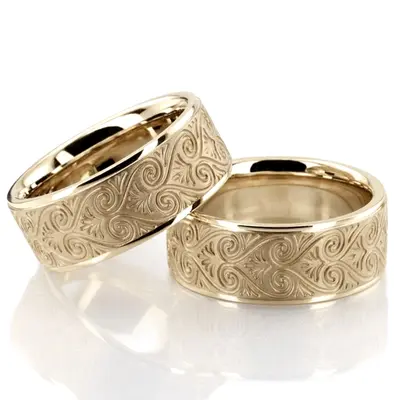 Lovely Heart Pattern Wedding Band Set - view 3 of 3