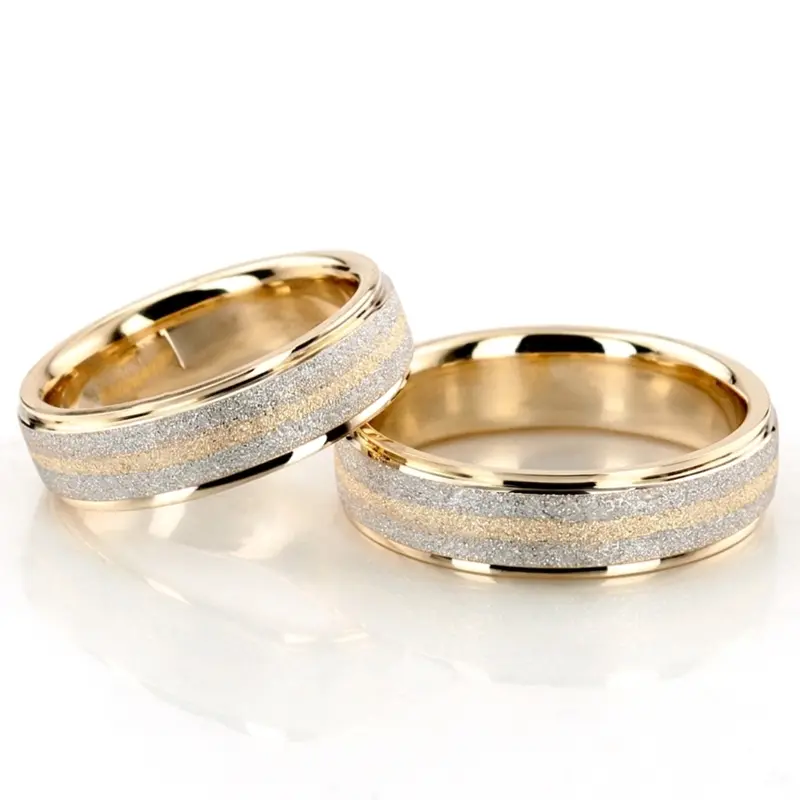 10K Stylish-Stone-Finish-Basic-Design-Wedding-Band-Set - main view