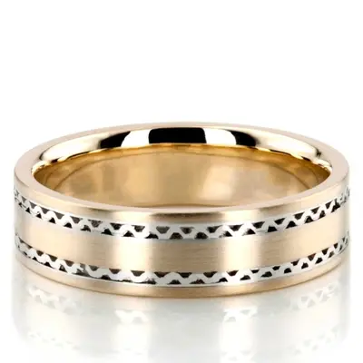 Wave Motif Wedding Band Set - view 4 of 5