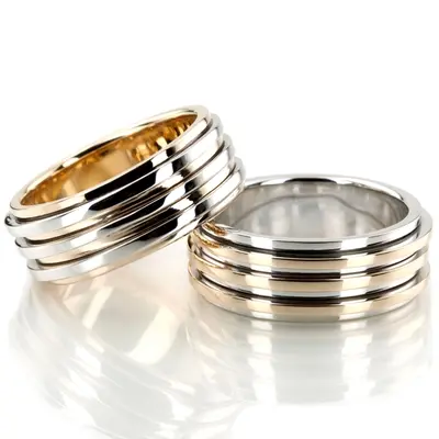 Chic Shiny Basic Designer Wedding Ring Set - view 1 of 2