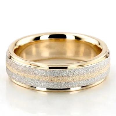 Stylish Stone Finish Basic Design Wedding Band Set - view 3 of 3