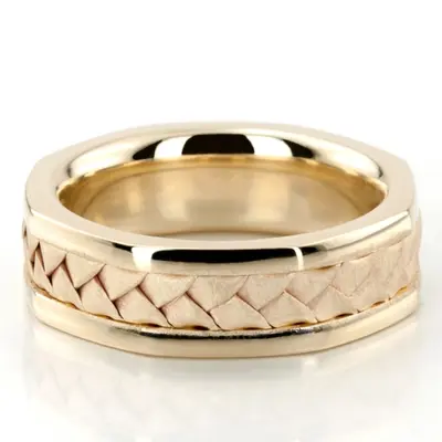 Hexagonal Hand Woven Wedding Band Set - view 4 of 4