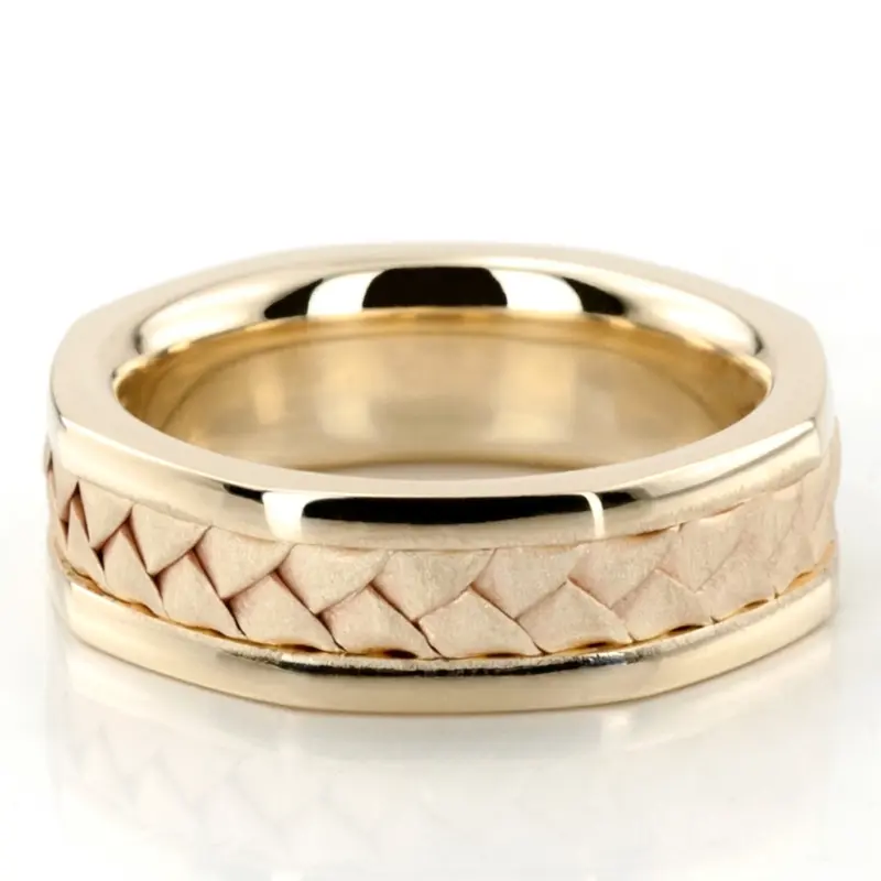plat Hexagonal-Hand-Woven-Wedding-Band-Set - alternate view 4