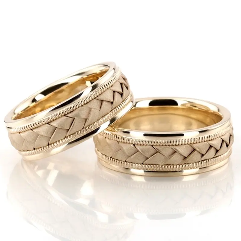 14K Classic-Milgrain-Hand-Braided-Wedding-Band - main view