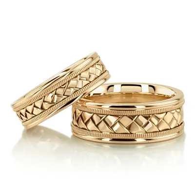 Classic Milgrain Hand Braided Wedding Band Set - view 2 of 3