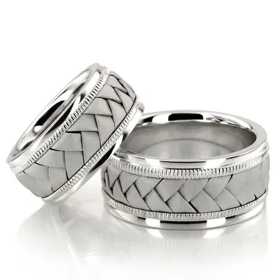 Classic Milgrain Hand Braided Wedding Band Set - view 3 of 3