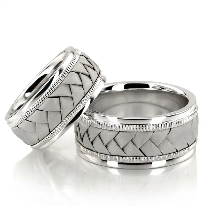 14K Classic-Milgrain-Hand-Braided-Wedding-Band - alternate view 3