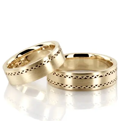 Wave Motif Wedding Band Set - view 3 of 5