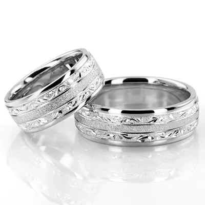 Exclusive Floral Design Wedding Rings Sets - view 2 of 3
