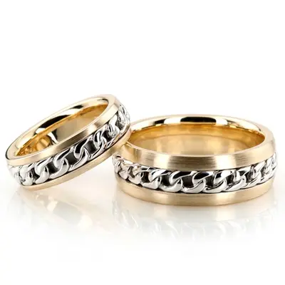 Gorgeous Chain Braid Handmade Wedding Band Set - view 1 of 3