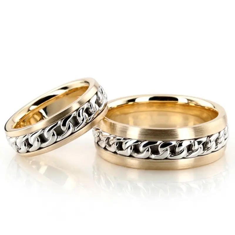 18K Gorgeous-Chain-Braid-Handmade-Wedding-Band-Set - main view