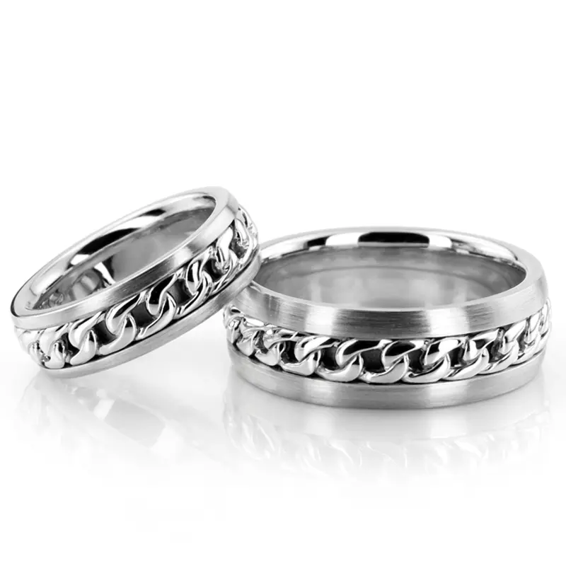 18K Gorgeous-Chain-Braid-Handmade-Wedding-Band-Set - alternate view 2