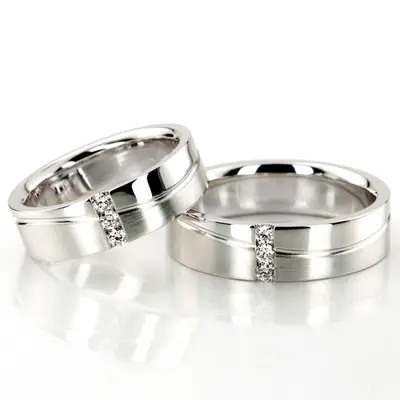 Wave Motif Diamond Wedding Band Set 