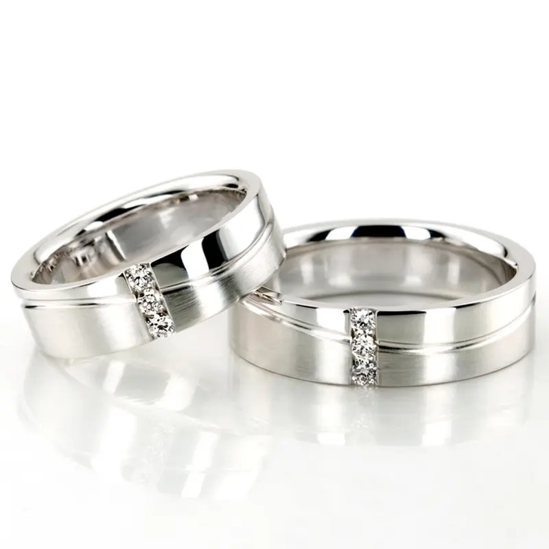 10K Wave-Motif-Diamond-Wedding-Band-Set - main view