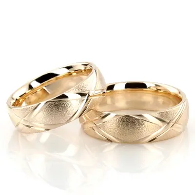 X Cut Designer Wedding Band Set - view 1 of 2