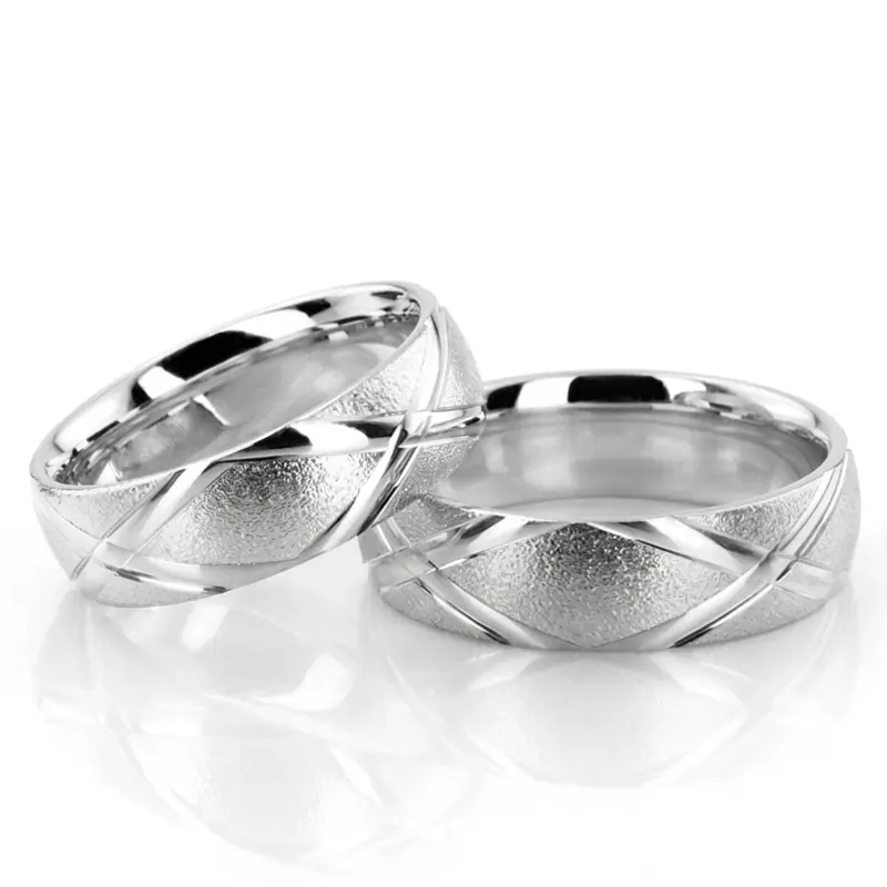 14K X-Cut-Designer-Wedding-Band-Set - alternate view 2