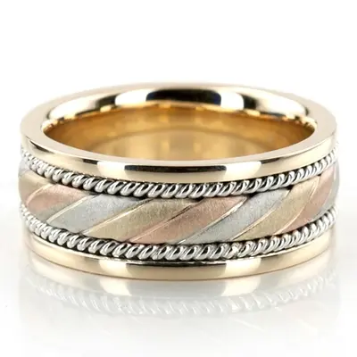 Exclusive Three-Color Hand Woven Wedding Band Set - view 2 of 2