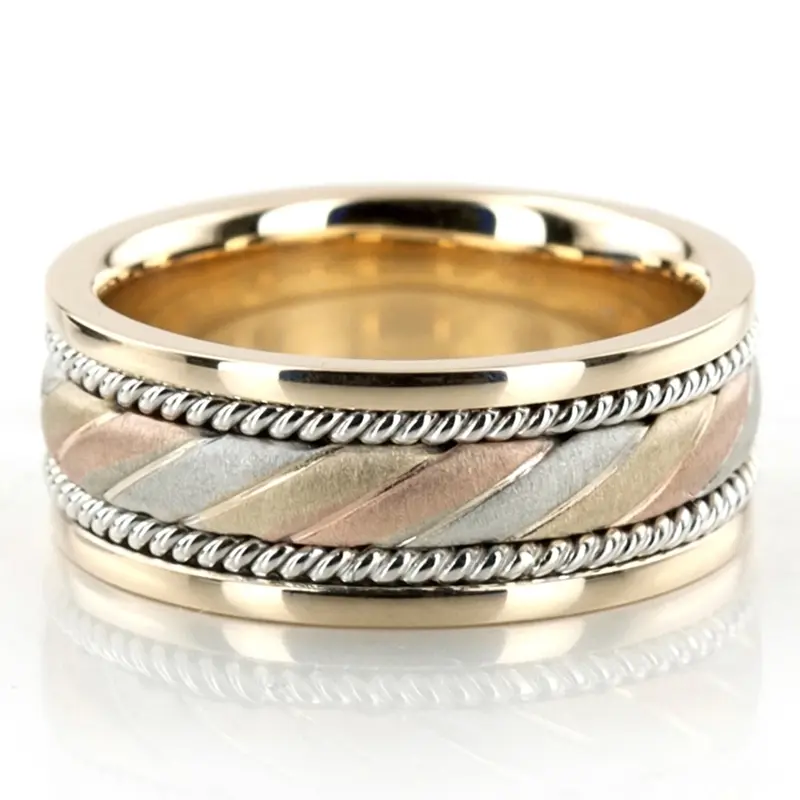 14K Exclusive-Three-Color-Hand-Woven-Wedding-Band - alternate view 2