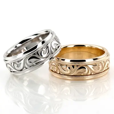 Elegant Antique Design Wedding Rings Set - view 1 of 4