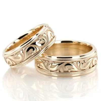 Elegant Antique Design Wedding Rings Set - view 3 of 4