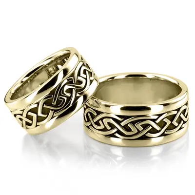 Classic Handcrafted Celtic Wedding Ring Set - view 2 of 2