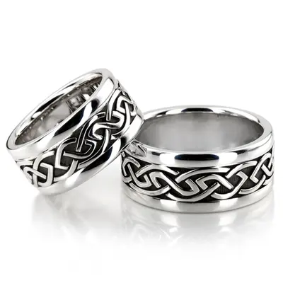 Classic Handcrafted Celtic Wedding Ring Set - view 1 of 2