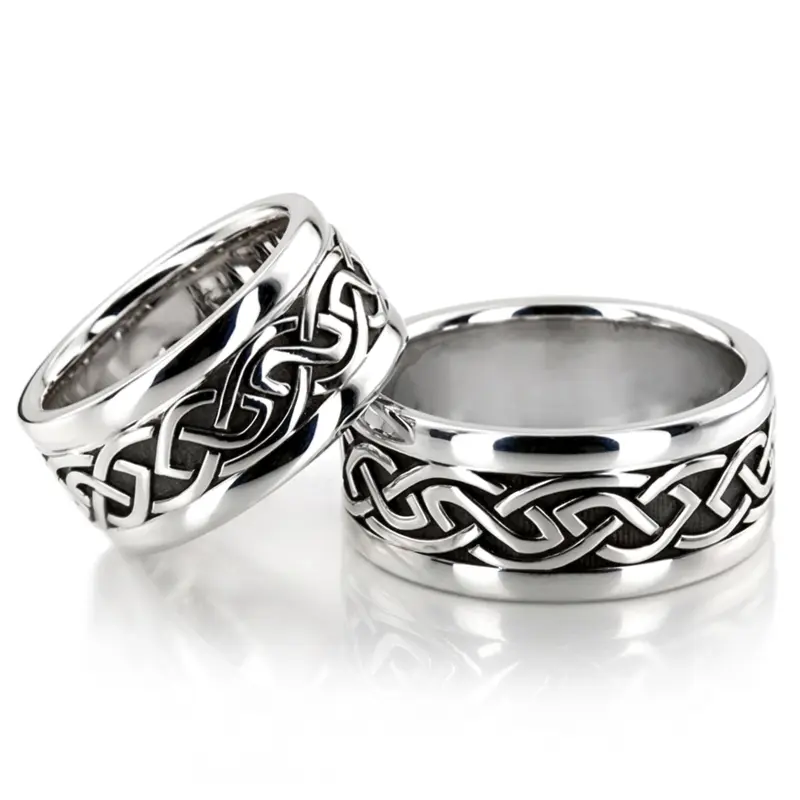 14K Classic-Handcrafted-Celtic-Wedding-Ring-Set - main view