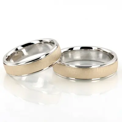 Classic Brushed Two-Tone Wedding Band Set - view 1 of 3