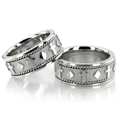 Exclusive Religious Wedding Band Set - view 1 of 3