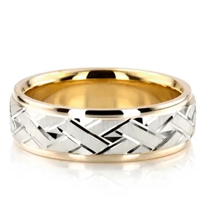 Attractive Angled Cut Diamond Cut Wedding Ring Set - view 8 of 8