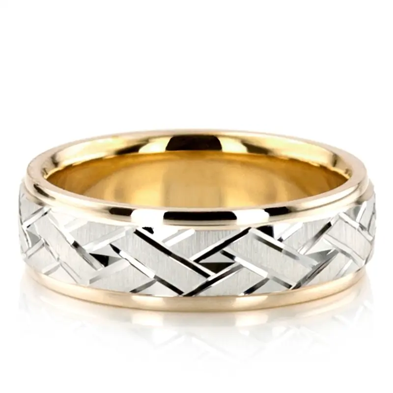 14K Attractive-Angled-Cut-Diamond-Cut-Wedding-Ring-Set - alternate view 8