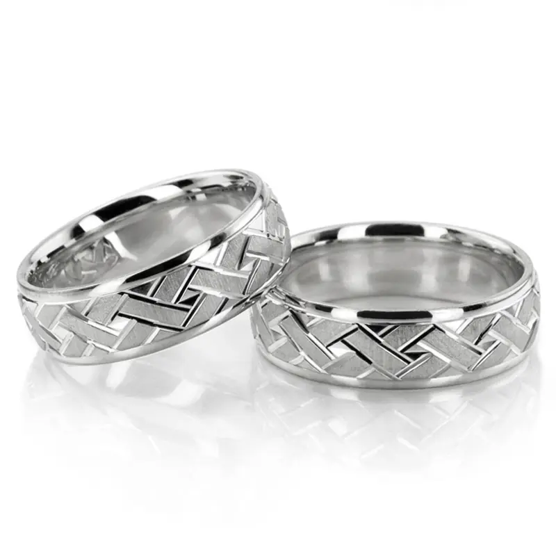 14K Attractive-Angled-Cut-Diamond-Cut-Wedding-Ring-Set - alternate view 6