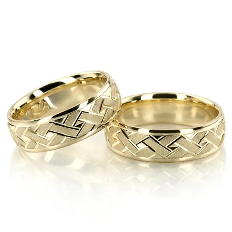 14K Attractive-Angled-Cut-Diamond-Cut-Wedding-Ring-Set - alternate view 7