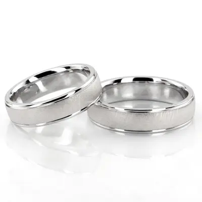 Classic Brushed Two-Tone Wedding Band Set - view 2 of 3